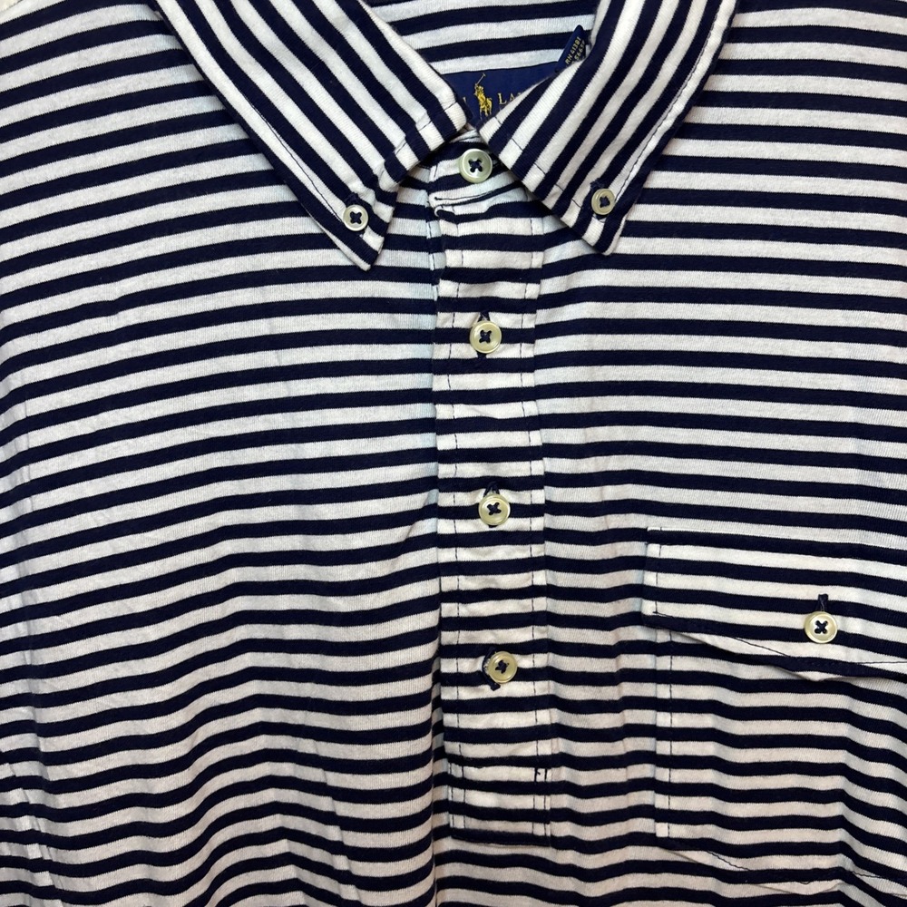 POLO RALPH LAUREN DESIGNER POLO SHIRT Mens XL‎ Striped Blue & white - Picture 2 of 16